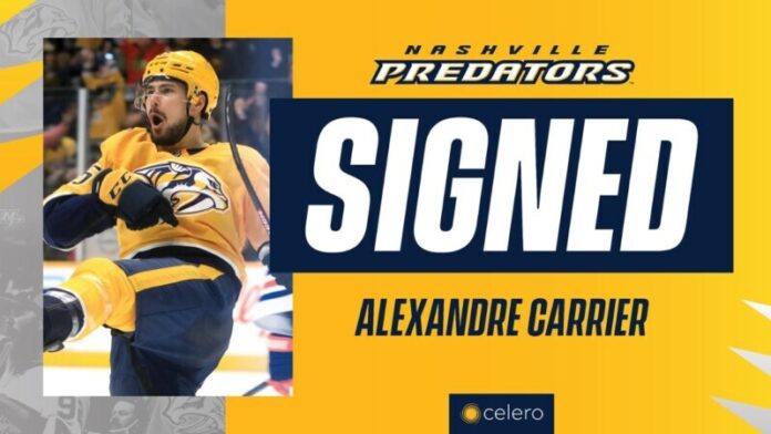 Predators Sign Alexandre Carrier to One-Year, $2.5 Million Contract