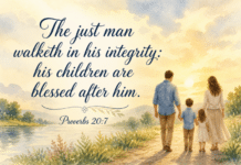 Daily Devotional: Walking in Integrity for Our Families Devotional image for Proverbs 20:7