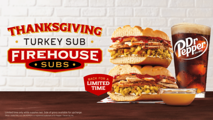 Firehouse Subs® brings back its fan-favorite Thanksgiving Turkey Sub