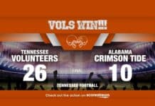 Tennessee Shuts Out Alabama in Second Half, Wins 26-10 vols vs bama